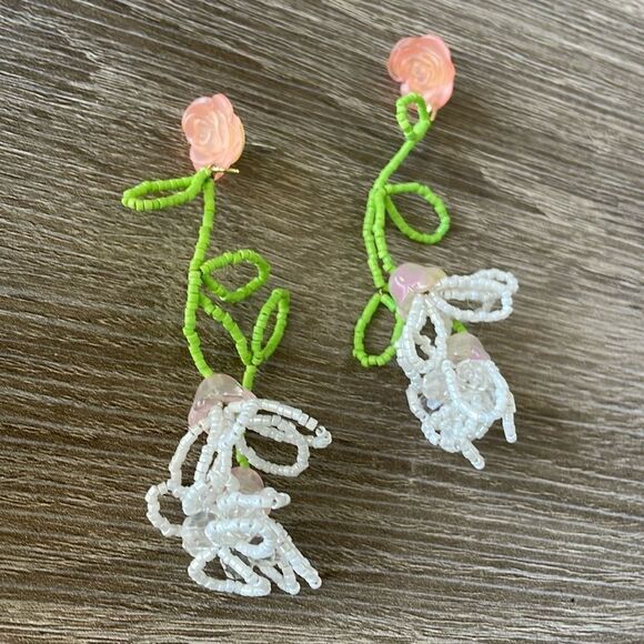 Bohemian flower drop earrings N236 - Picture 3 of 5